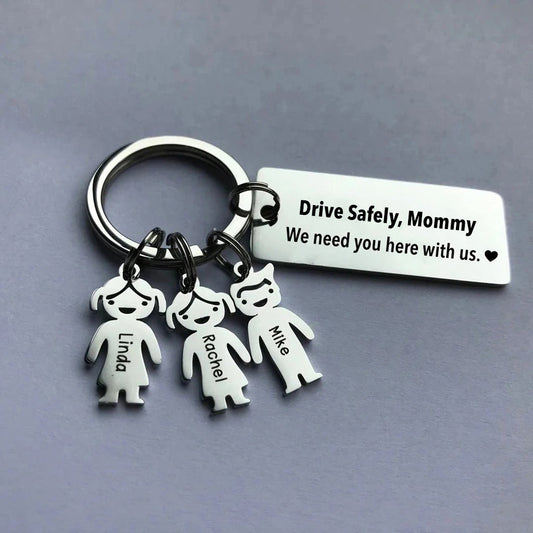 Drive Safely Mommy - Family Names Keychain | Mother's day gift