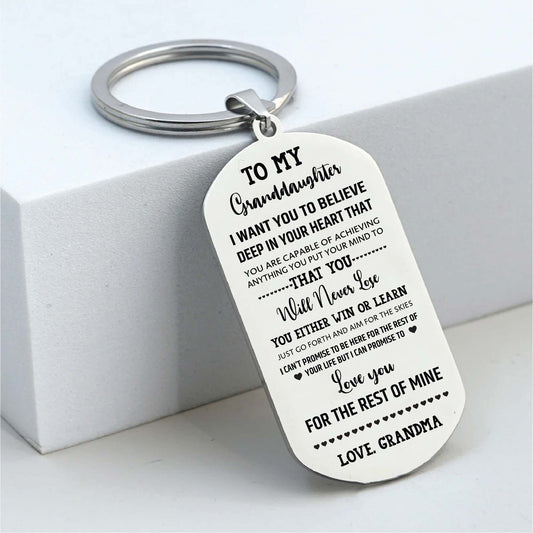 To My Granddaughter Keychain