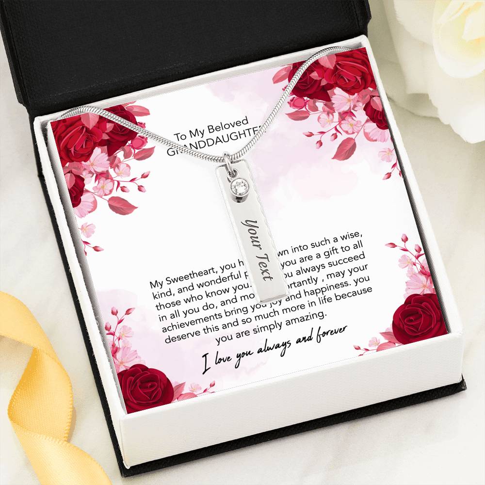 To My Beloved Granddaughter Custom Necklace With Message Card