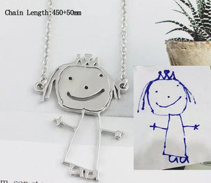 Personalized Child Art Drawing Necklace, Keychain