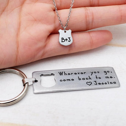 Personalized Keychain And Necklace Set