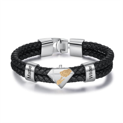 Personalized Engraved Kids Name Braided Leather Bracelet