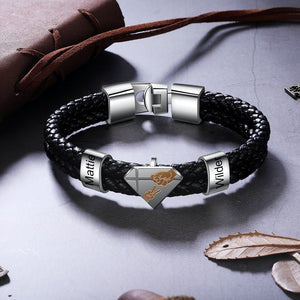 Personalized Engraved Kids Name Braided Leather Bracelet