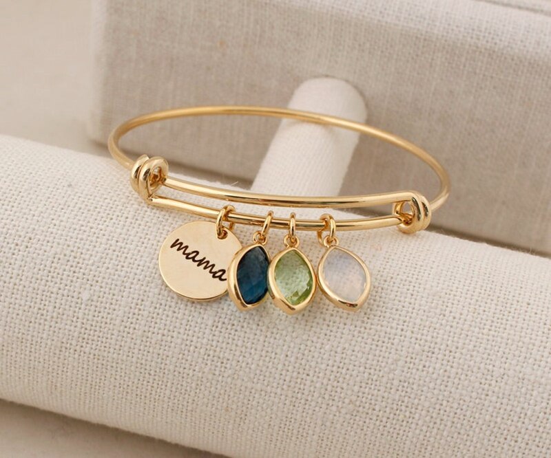 Personalized Stainless Steel Bracelet With Birthstones